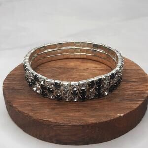 Clear and Black Crystal Stretch Bracelet